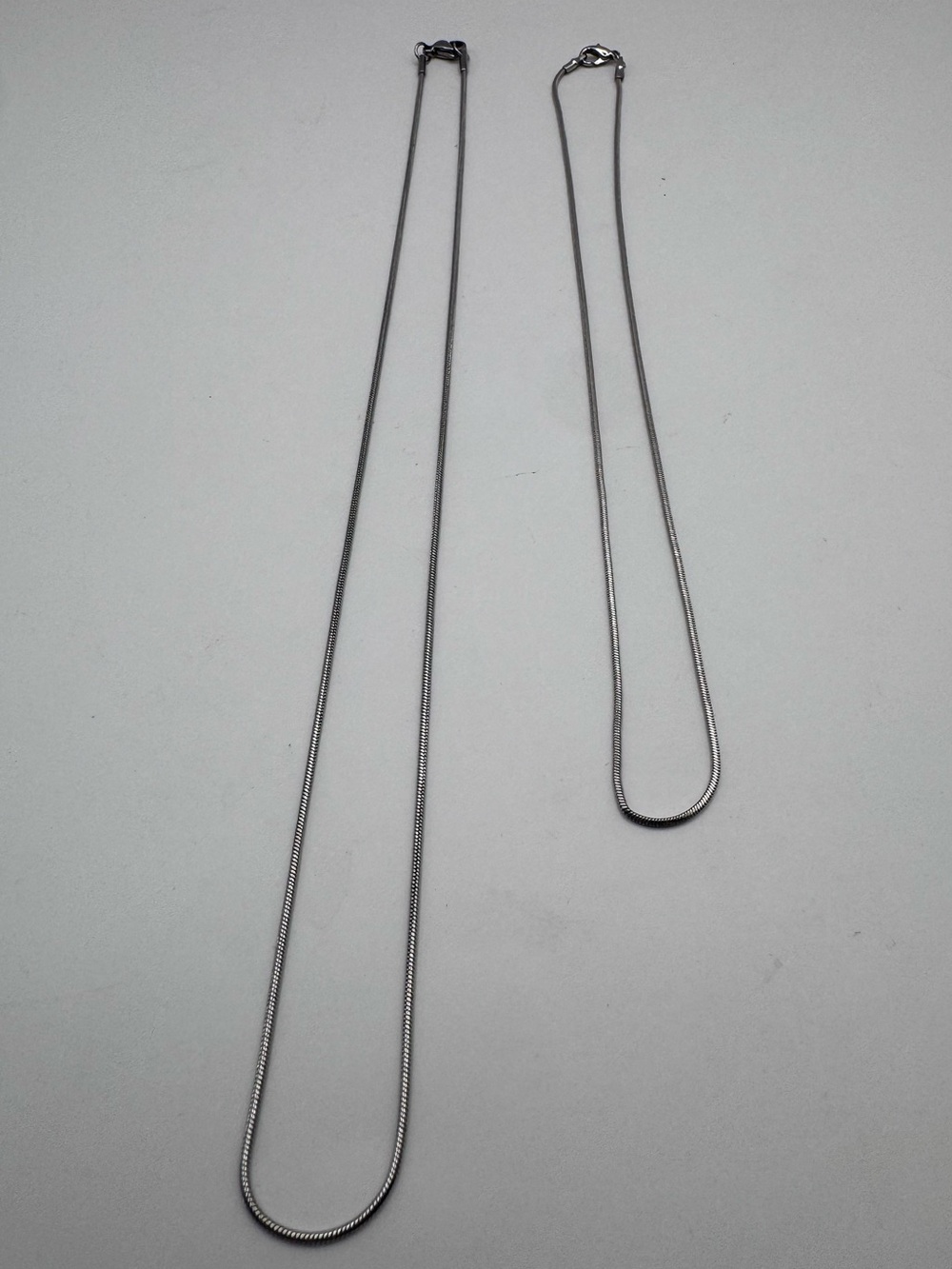 Silver Tone Snake Chain Necklace Set
